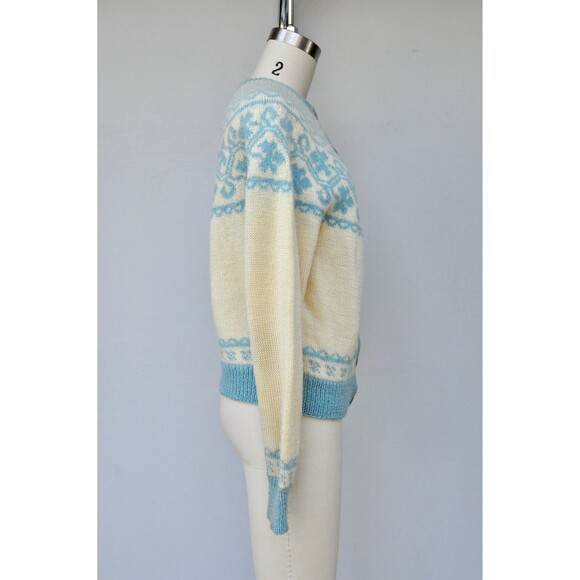 Vintage Icelandic Jacket Sweater Cardigan Knit Knitted Norwegian 40s 50s XS - S - Picture 6 of 10